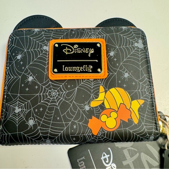 NWT. Disney Loungefly Mickey Pumpkin Zip Around Wallet. Glows in the dark! - Picture 3 of 14